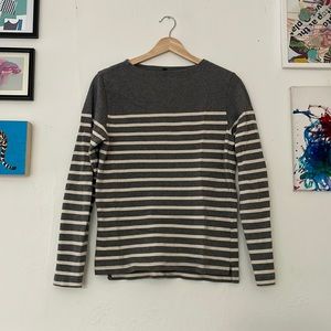 Grey striped Muji knit long sleeve tee top sz S